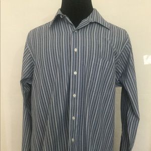 Van Heusen Wrinkle Free Shirt Blue Stripes Size XL
